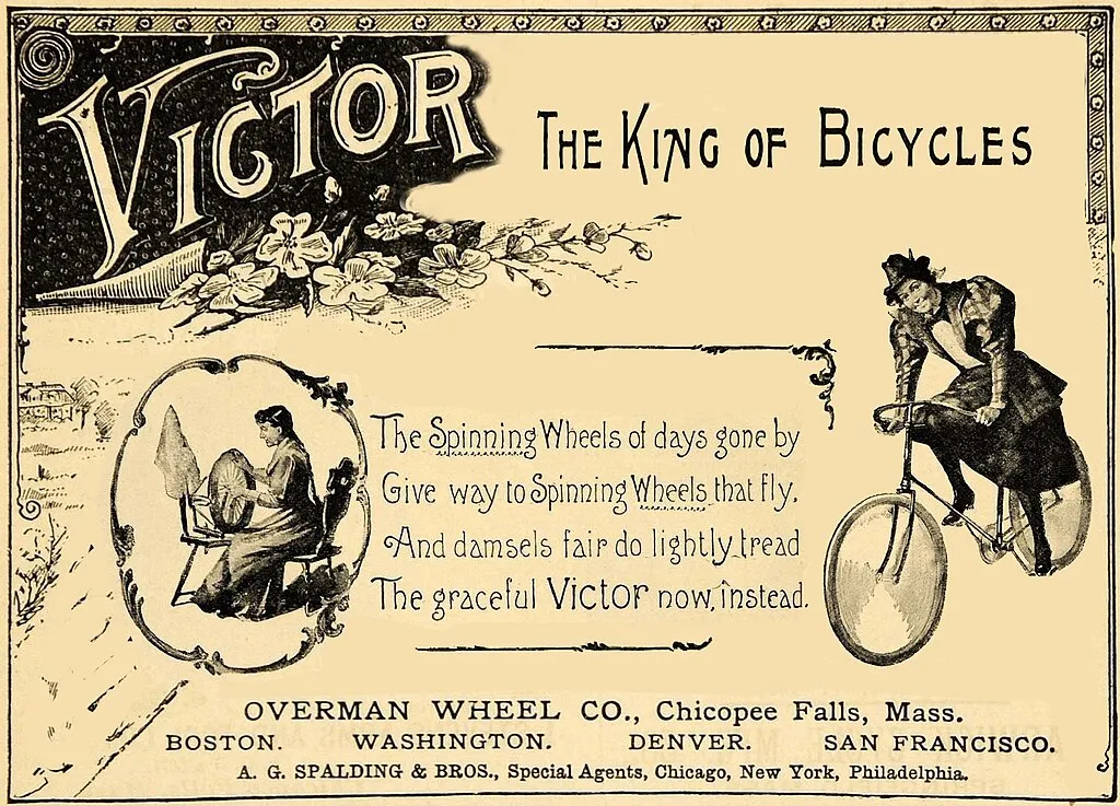 "Les filoses d'abans donen pas a rodes que volen. I ara, en canvi, les belles damisel·les trepitgen amb compte el gràcil VICTOR." Rima publicitària de 1895.